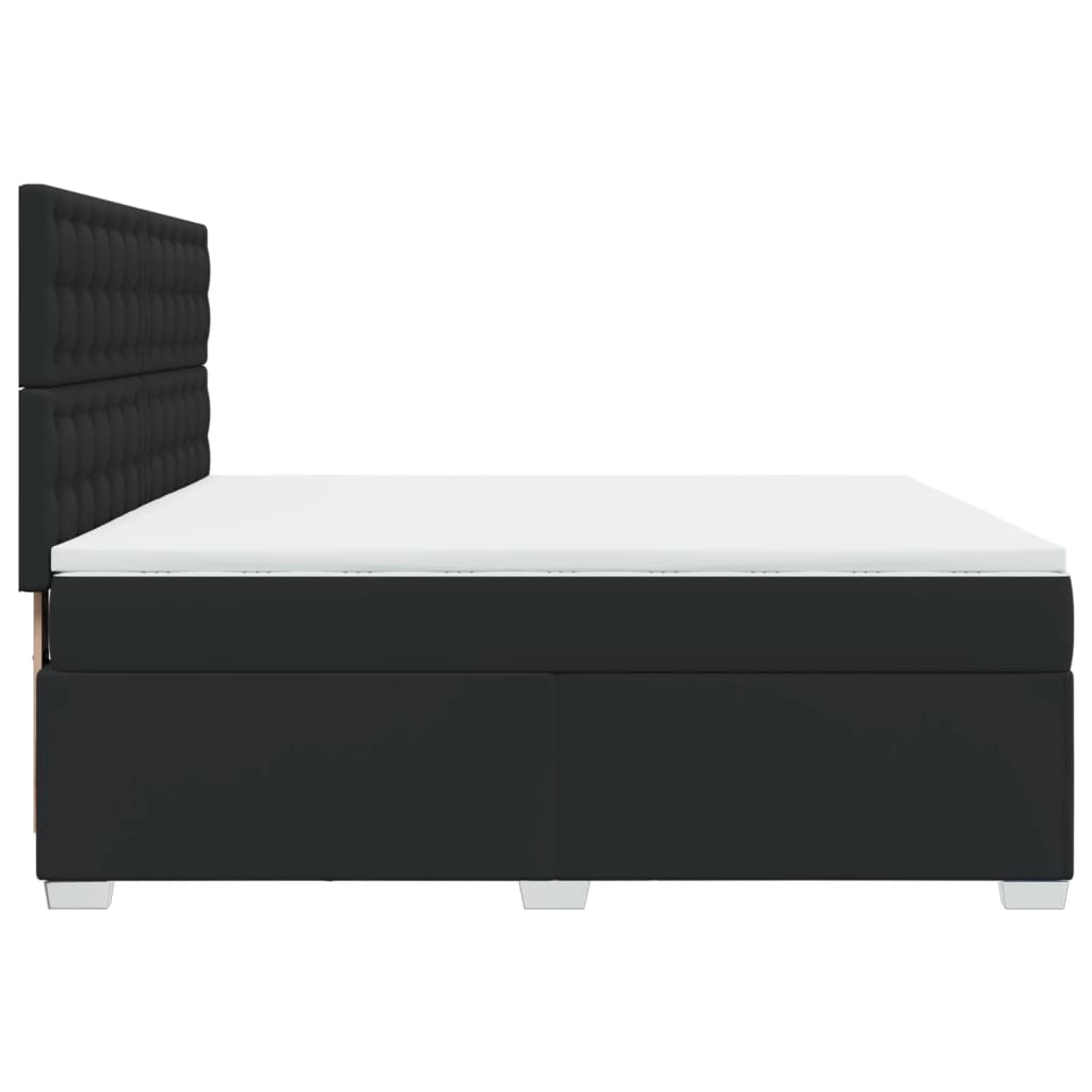 vidaXL Κρεβάτι Boxspring με Στρώμα Μαύρο 180x200εκ.από Συνθετικό Δέρμα
