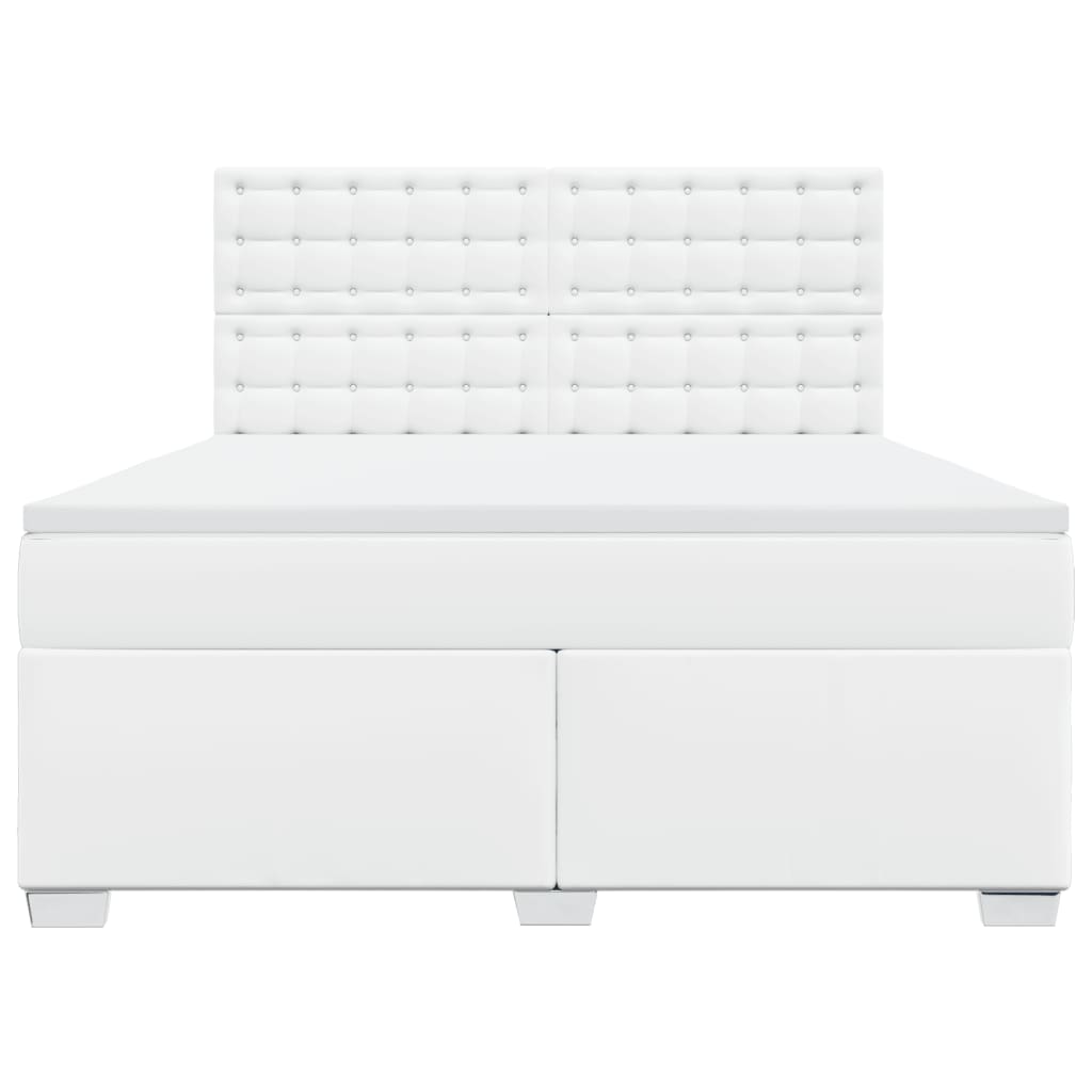 vidaXL Κρεβάτι Boxspring με Στρώμα Λευκό 180x200 εκ. Συνθετικό Δέρμα