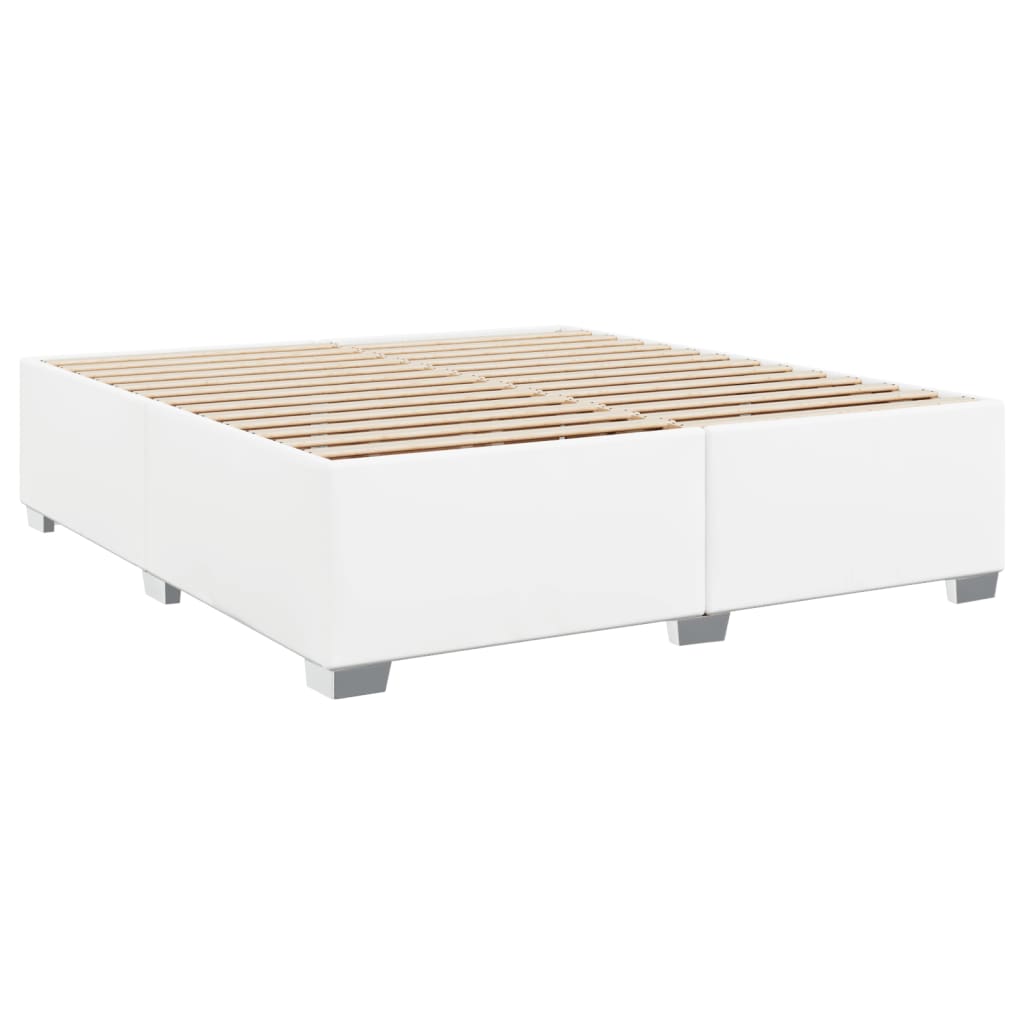 vidaXL Κρεβάτι Boxspring με Στρώμα Λευκό 180x200 εκ. Συνθετικό Δέρμα
