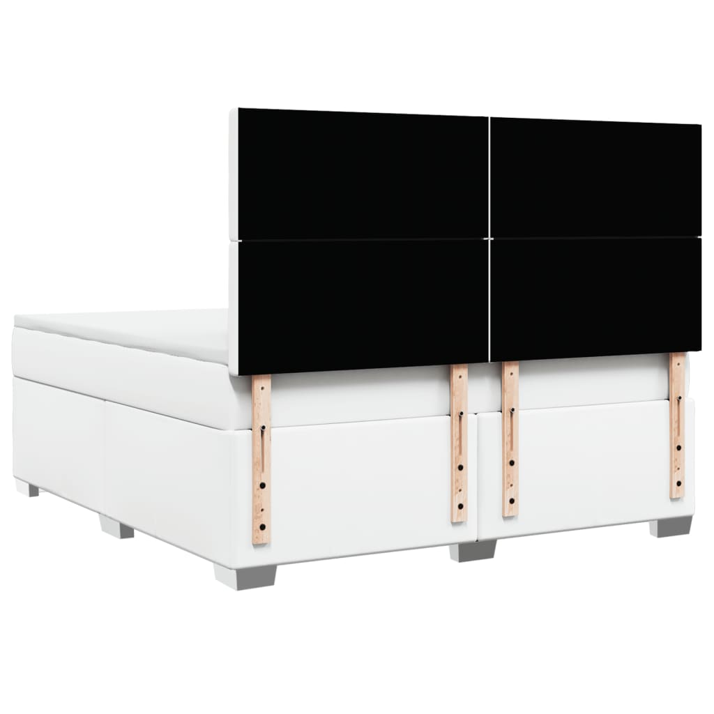 vidaXL Κρεβάτι Boxspring με Στρώμα Λευκό 180x200 εκ. Συνθετικό Δέρμα