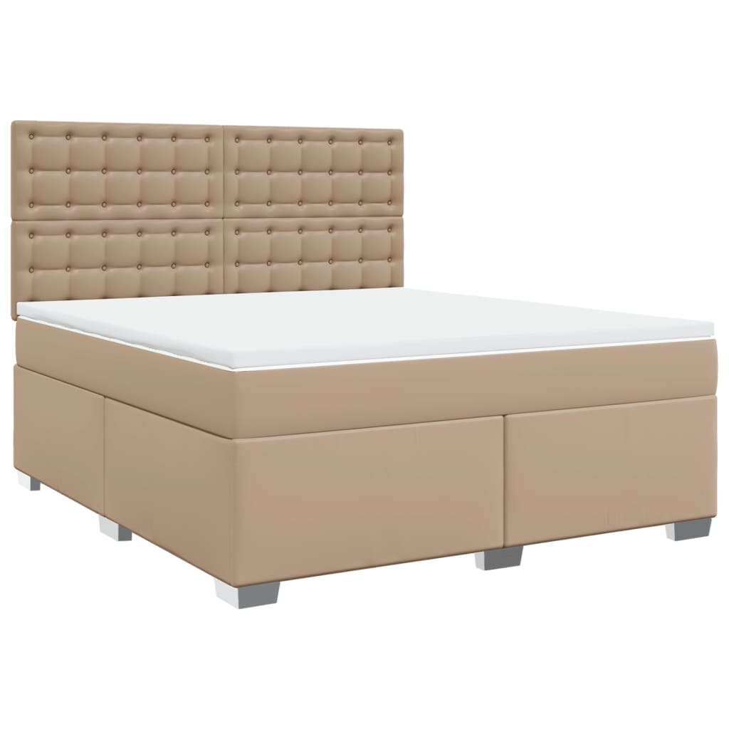 vidaXL Κρεβάτι Boxspring με Στρώμα Καπουτσίνο 180x200 εκ. Συνθ. Δέρμα