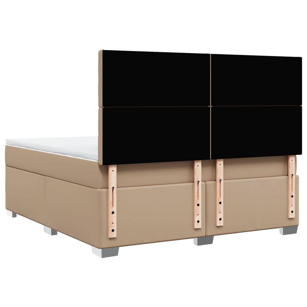 vidaXL Κρεβάτι Boxspring με Στρώμα Καπουτσίνο 180x200 εκ. Συνθ. Δέρμα