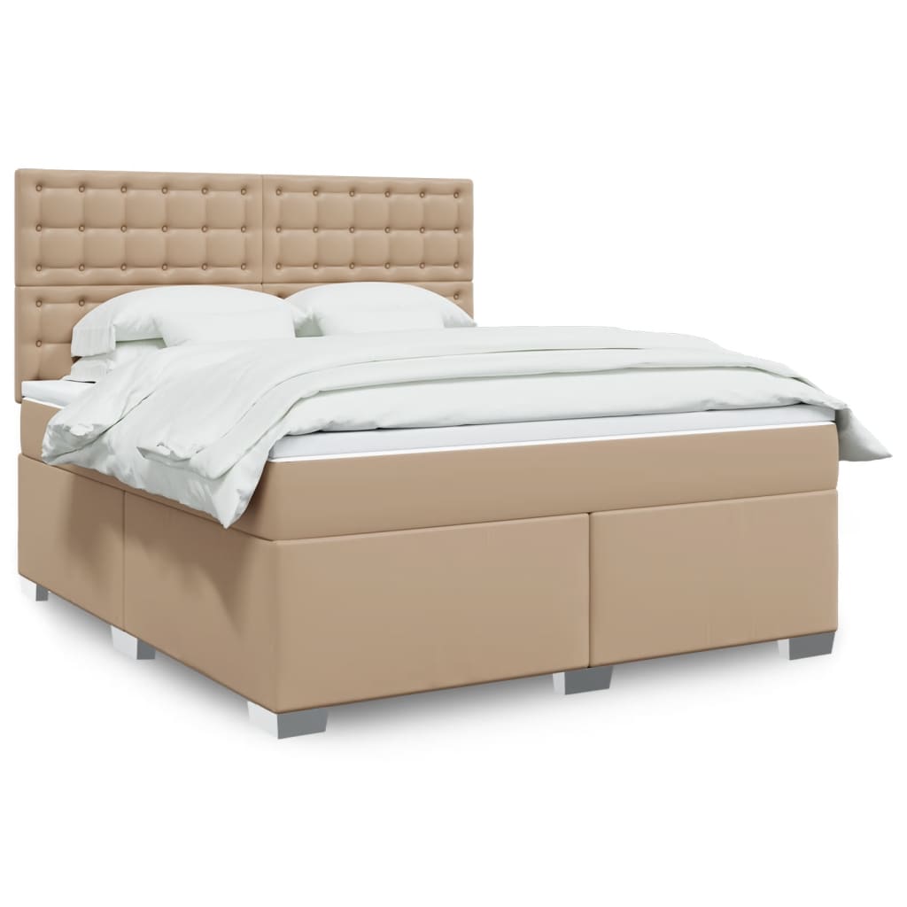 vidaXL Κρεβάτι Boxspring με Στρώμα Καπουτσίνο 180x200 εκ. Συνθ. Δέρμα