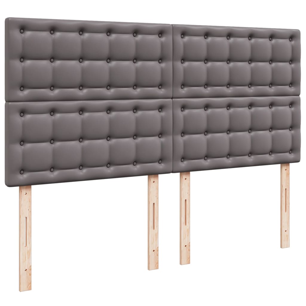 vidaXL Κρεβάτι Boxspring με Στρώμα Γκρι 200x200 εκ. Συνθετικό Δέρμα