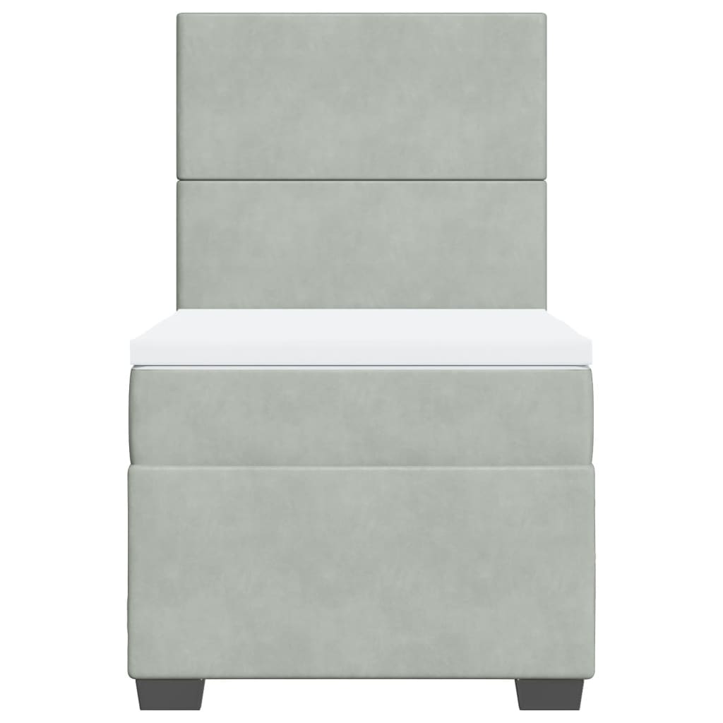 vidaXL Κρεβάτι Boxspring με Στρώμα Ανοιχτό Γκρι 80x200 εκ. Βελούδινο