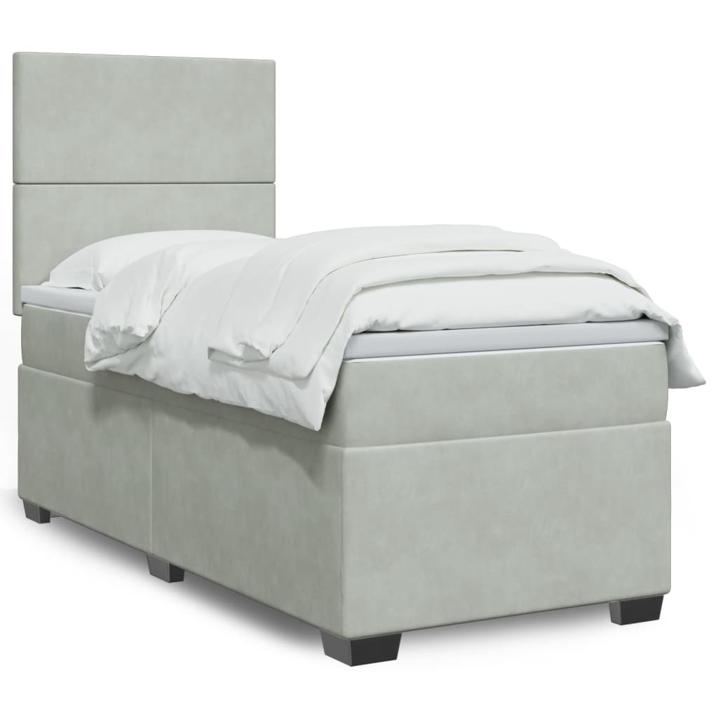vidaXL Κρεβάτι Boxspring με Στρώμα Ανοιχτό Γκρι 80x200 εκ. Βελούδινο