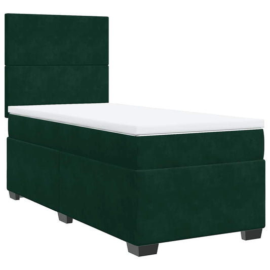 vidaXL Κρεβάτι Boxspring με Στρώμα Σκούρο Πράσινο 80x200 εκ. Βελούδινο