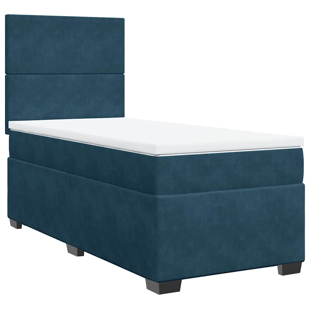 vidaXL Κρεβάτι Boxspring με Στρώμα Μπλε 80 x 200 εκ. Βελούδινο