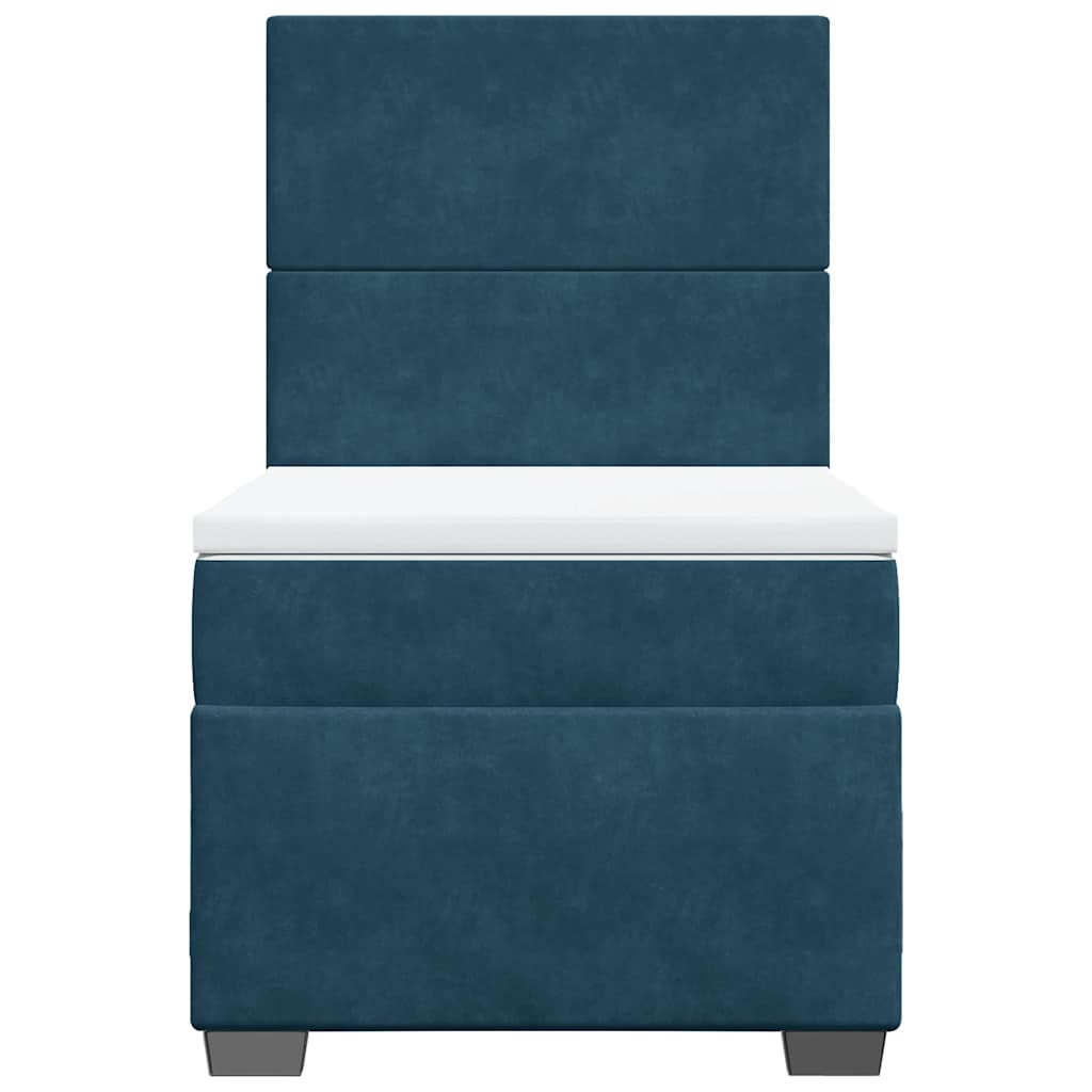 vidaXL Κρεβάτι Boxspring με Στρώμα Μπλε 80 x 200 εκ. Βελούδινο
