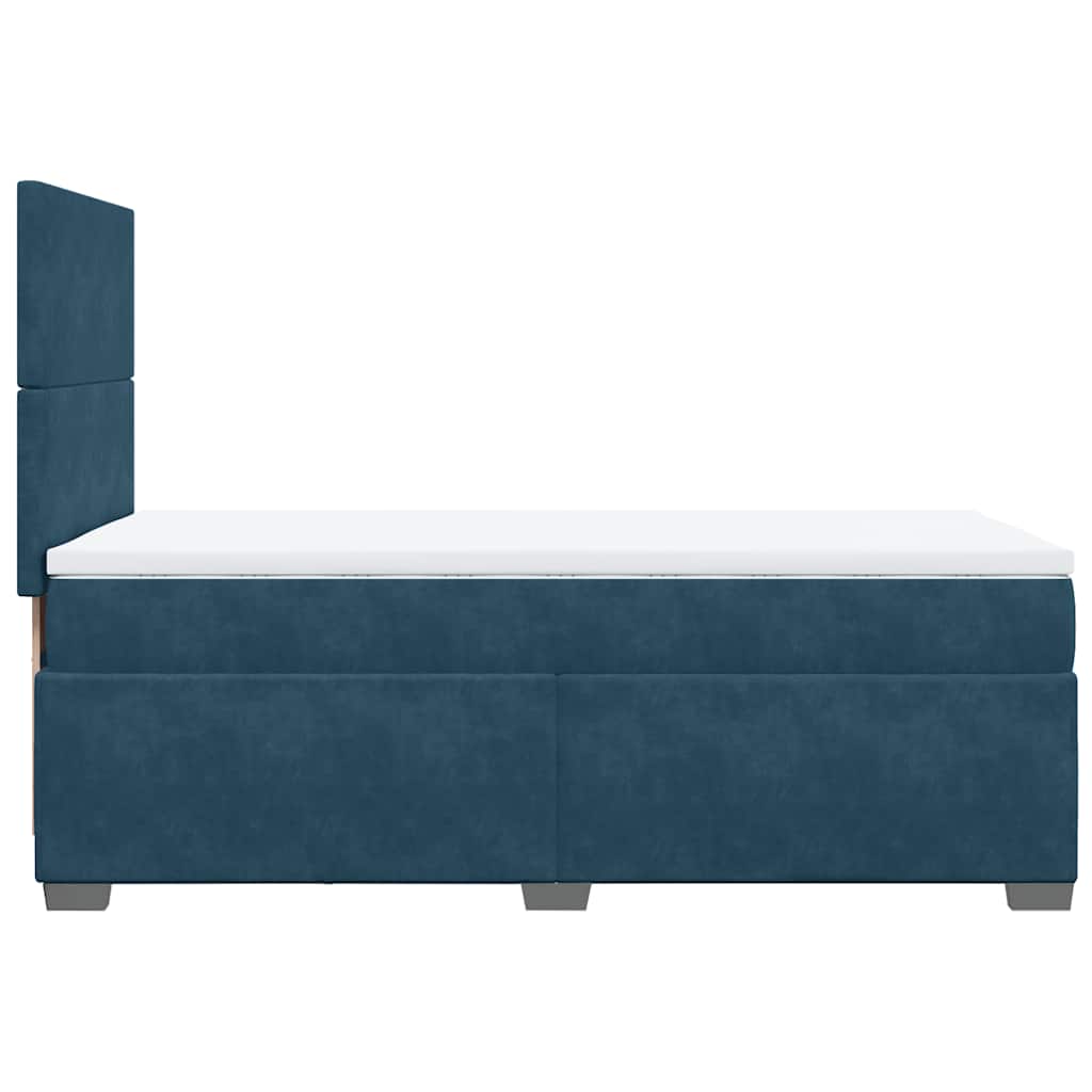 vidaXL Κρεβάτι Boxspring με Στρώμα Μπλε 80 x 200 εκ. Βελούδινο