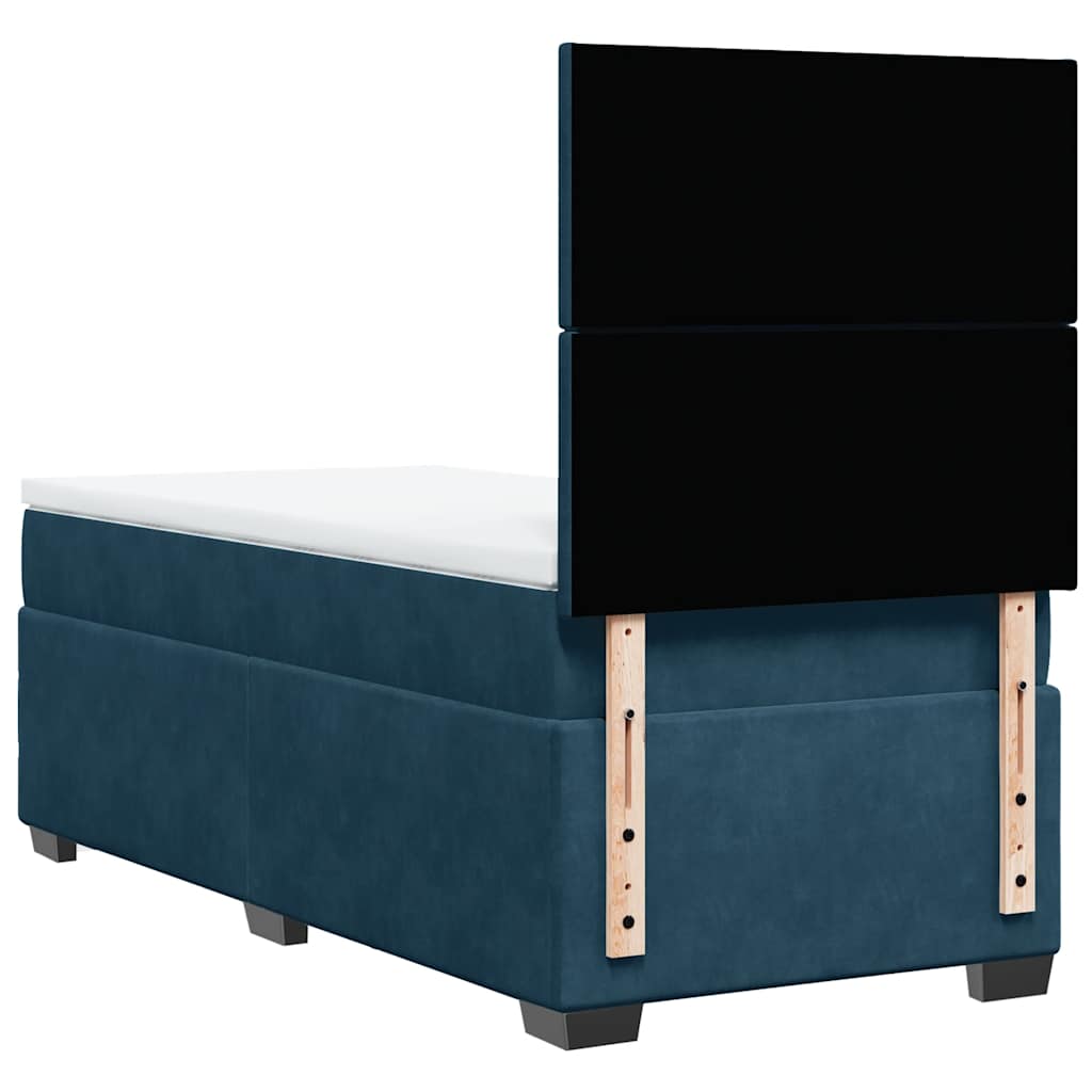 vidaXL Κρεβάτι Boxspring με Στρώμα Μπλε 80 x 200 εκ. Βελούδινο