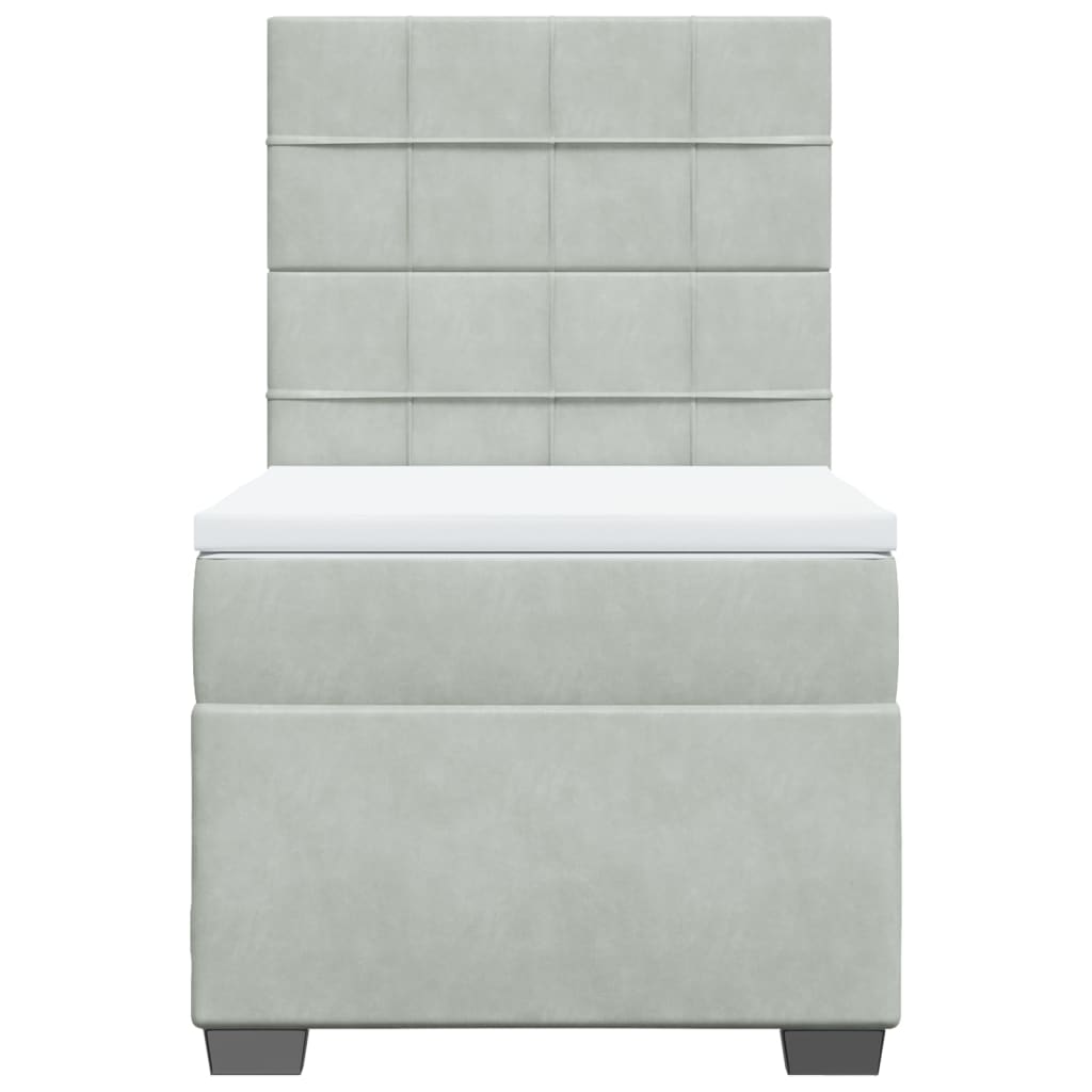 vidaXL Κρεβάτι Boxspring με Στρώμα Ανοιχτό Γκρι 80x200 εκ. Βελούδινο