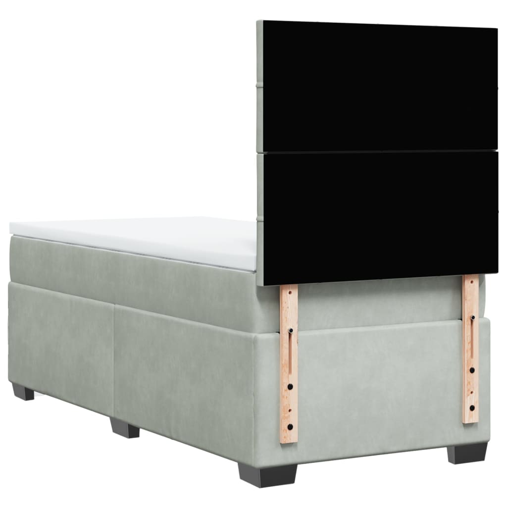 vidaXL Κρεβάτι Boxspring με Στρώμα Ανοιχτό Γκρι 80x200 εκ. Βελούδινο