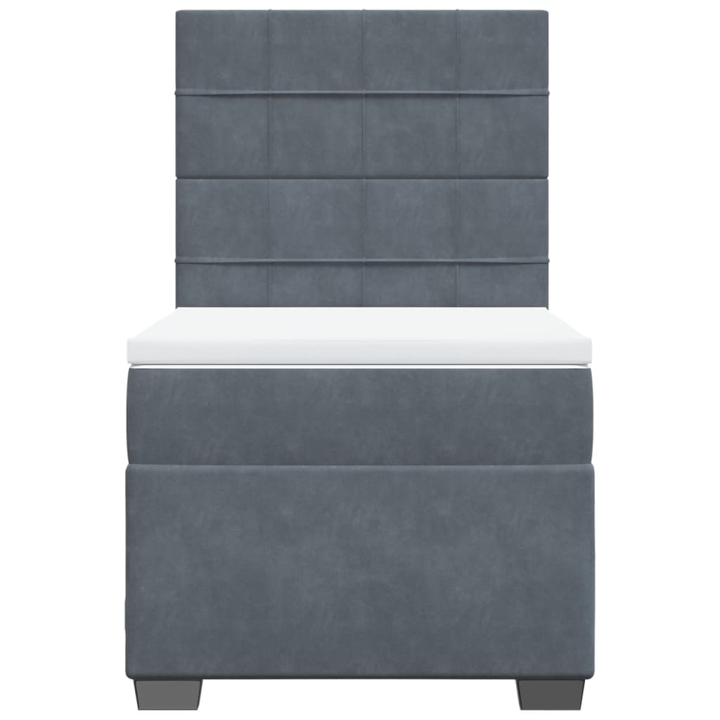 vidaXL Κρεβάτι Boxspring με Στρώμα Σκούρο Γκρι 80x200 εκ. Βελούδινο
