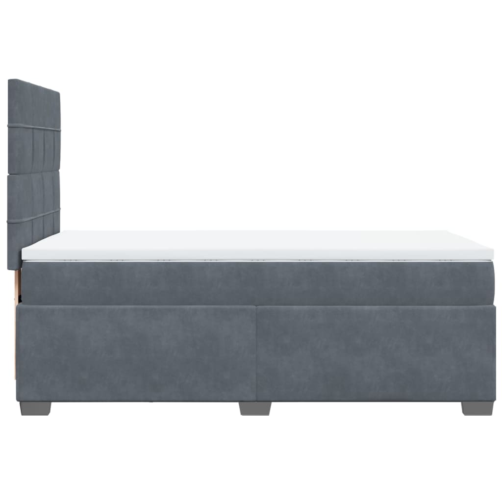 vidaXL Κρεβάτι Boxspring με Στρώμα Σκούρο Γκρι 80x200 εκ. Βελούδινο