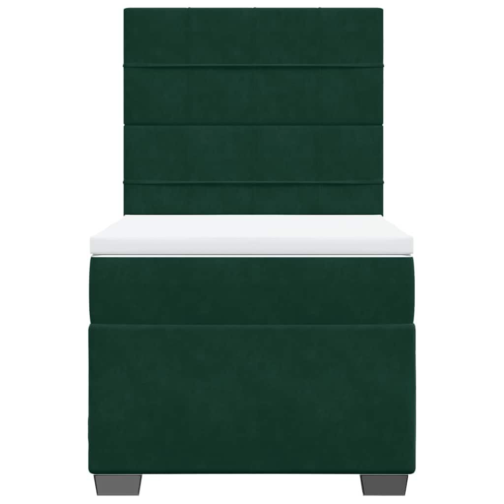 vidaXL Κρεβάτι Boxspring με Στρώμα Σκούρο Πράσινο 80x200 εκ. Βελούδινο
