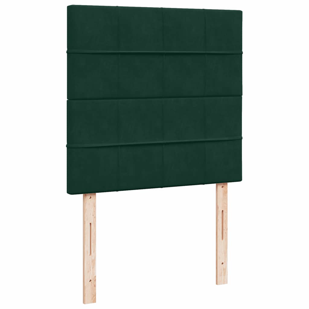 vidaXL Κρεβάτι Boxspring με Στρώμα Σκούρο Πράσινο 80x200 εκ. Βελούδινο