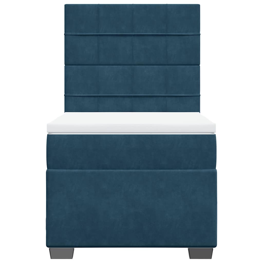 vidaXL Κρεβάτι Boxspring με Στρώμα Μπλε 80 x 200 εκ. Βελούδινο