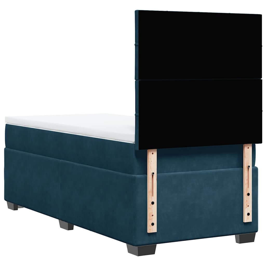 vidaXL Κρεβάτι Boxspring με Στρώμα Μπλε 80 x 200 εκ. Βελούδινο