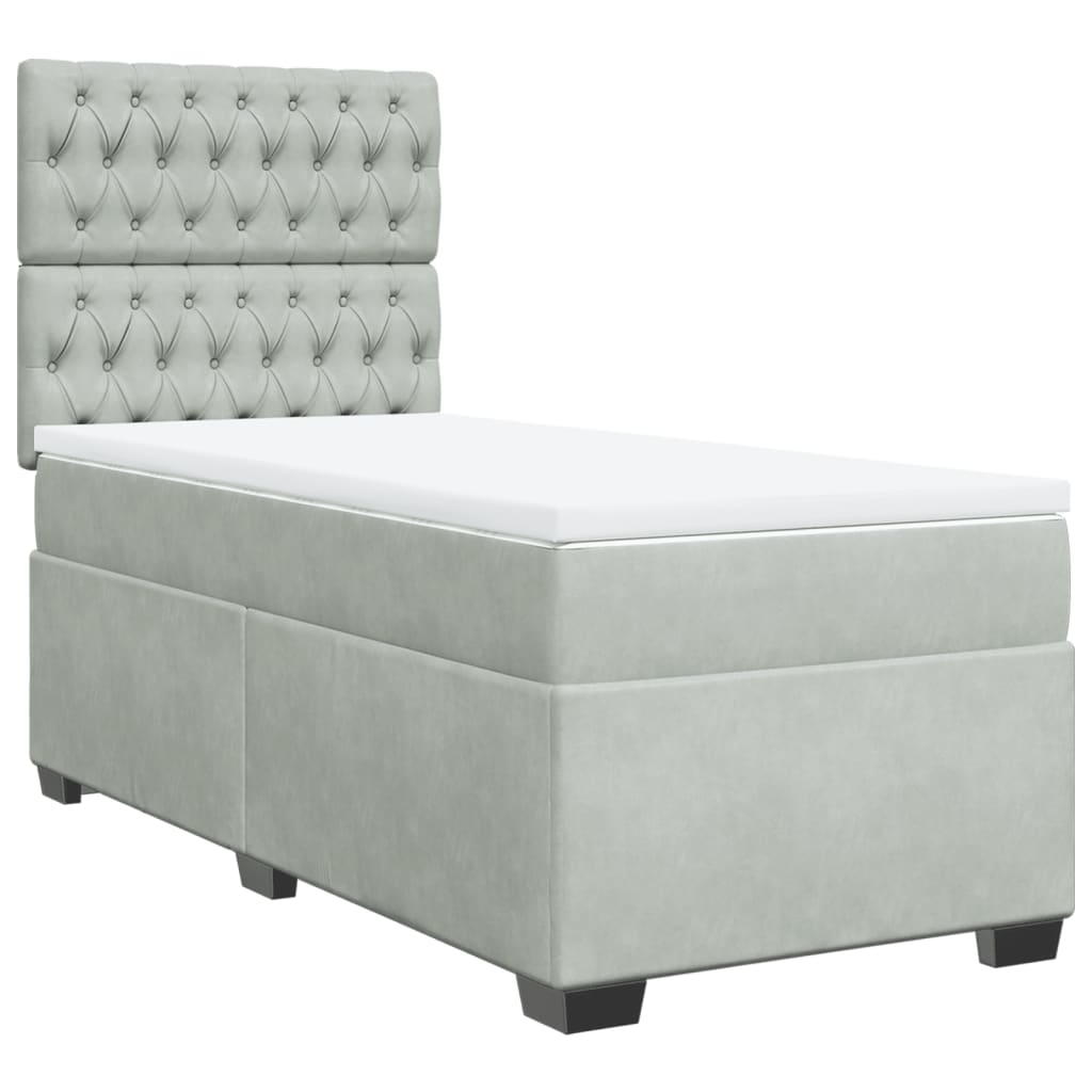 vidaXL Κρεβάτι Boxspring με Στρώμα Ανοιχτό Γκρι 80x200 εκ. Βελούδινο