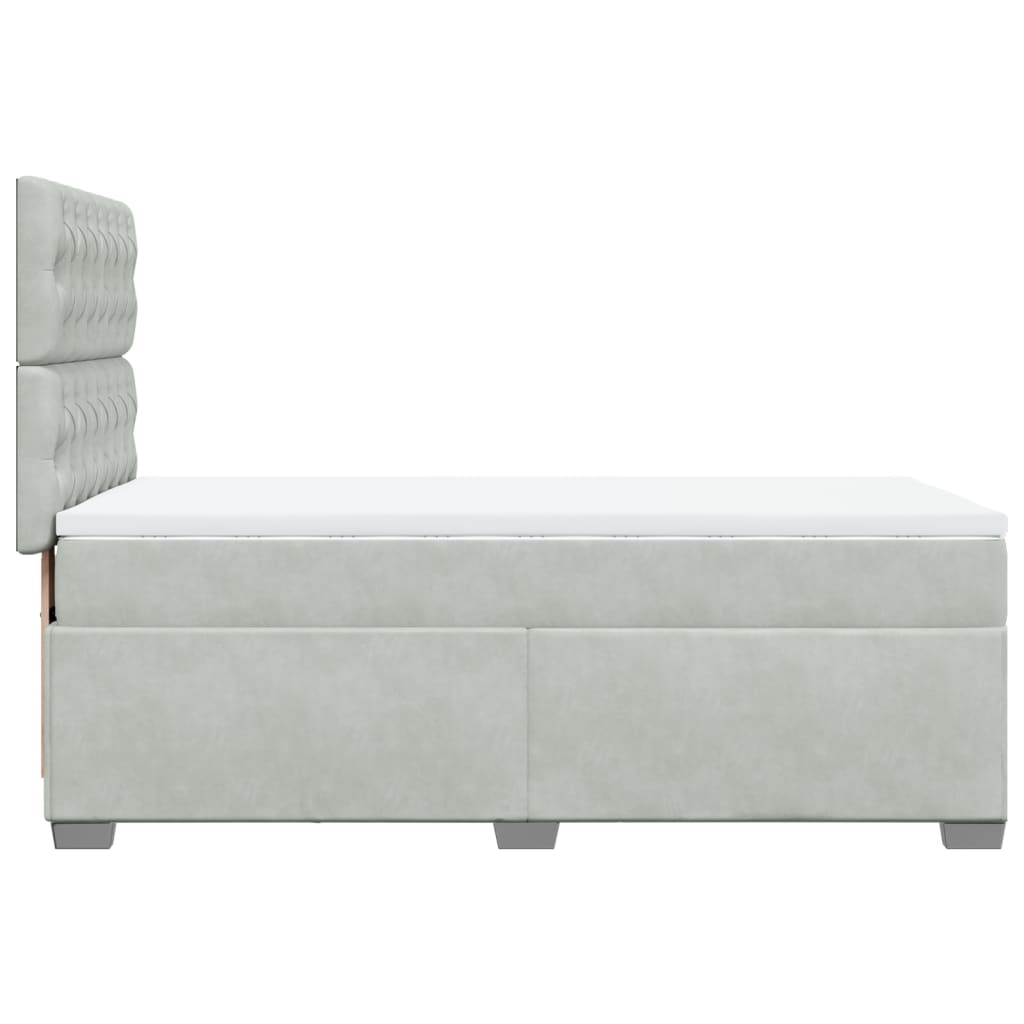 vidaXL Κρεβάτι Boxspring με Στρώμα Ανοιχτό Γκρι 80x200 εκ. Βελούδινο