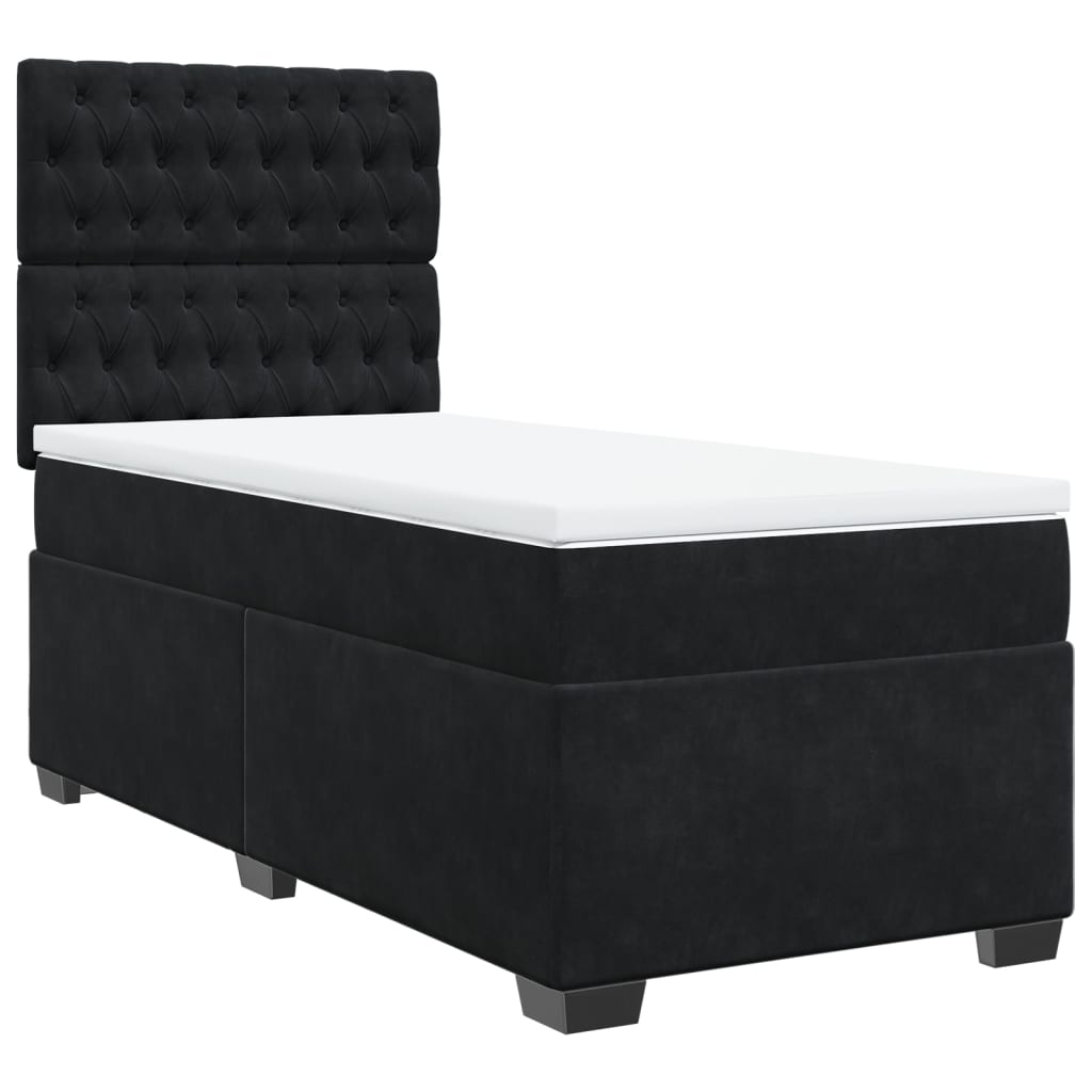 vidaXL Κρεβάτι Boxspring με Στρώμα Μαύρο 80 x 200 εκ. Βελούδινο
