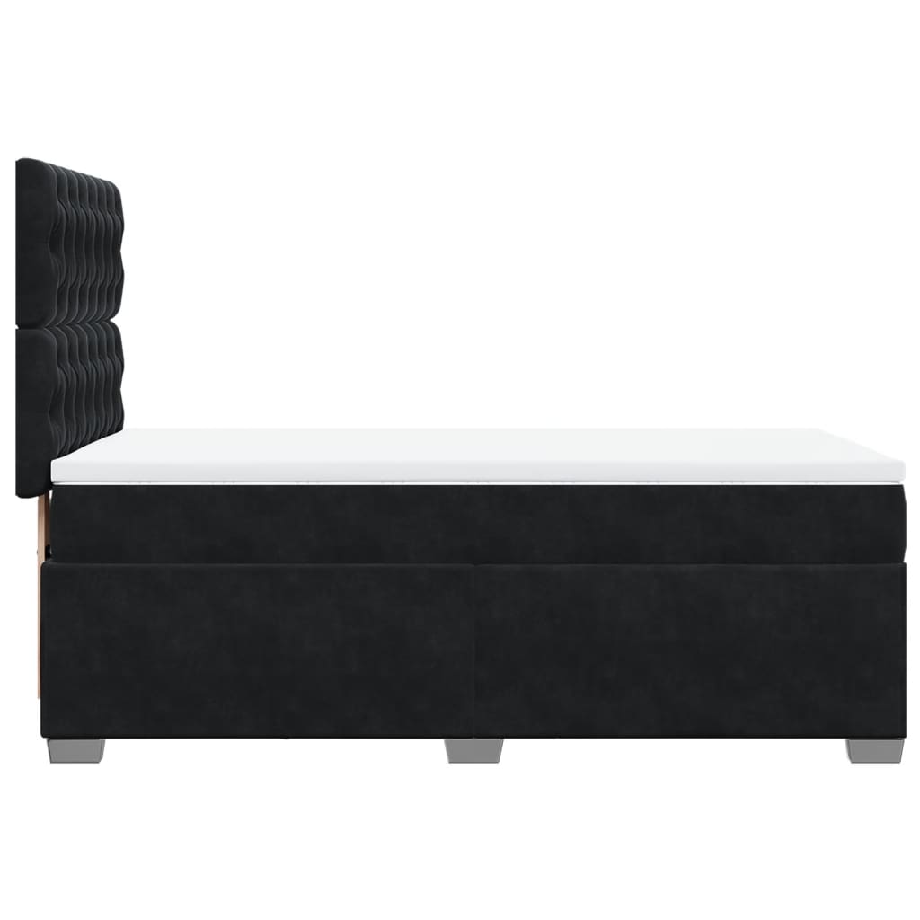 vidaXL Κρεβάτι Boxspring με Στρώμα Μαύρο 80 x 200 εκ. Βελούδινο