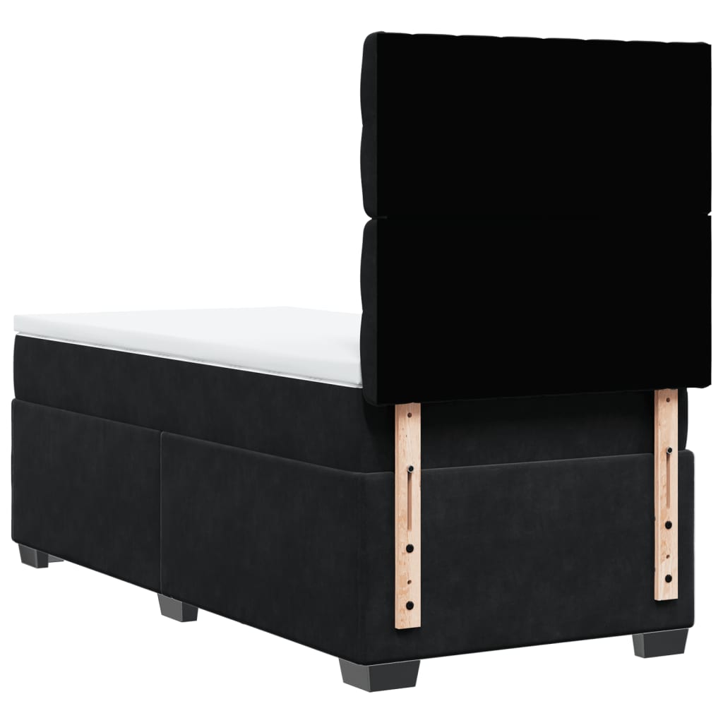 vidaXL Κρεβάτι Boxspring με Στρώμα Μαύρο 80 x 200 εκ. Βελούδινο