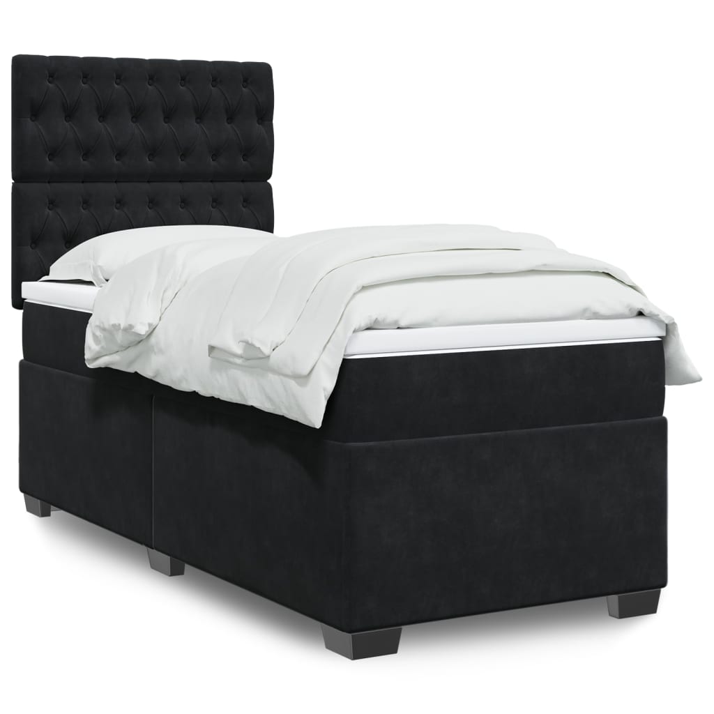 vidaXL Κρεβάτι Boxspring με Στρώμα Μαύρο 80 x 200 εκ. Βελούδινο