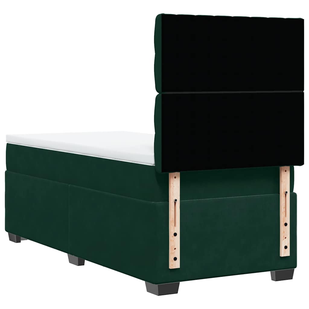 vidaXL Κρεβάτι Boxspring με Στρώμα Σκούρο Πράσινο 80x200 εκ. Βελούδινο