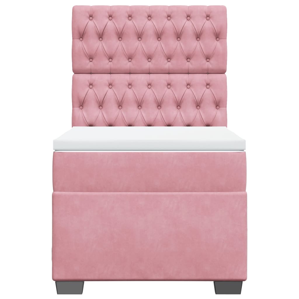 vidaXL Κρεβάτι Boxspring με Στρώμα Ροζ 80 x 200 εκ. Βελούδινο