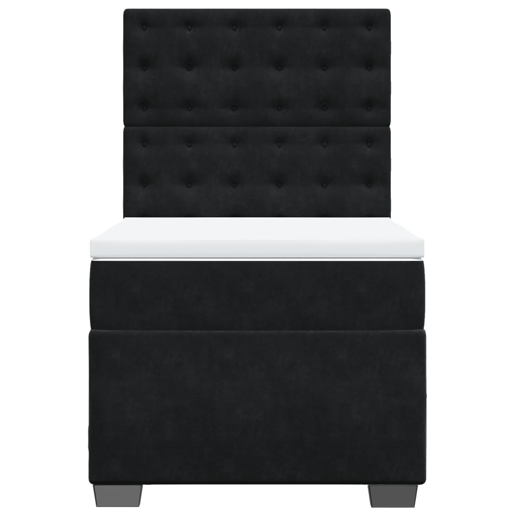 vidaXL Κρεβάτι Boxspring με Στρώμα Μαύρο 80 x 200 εκ. Βελούδινο