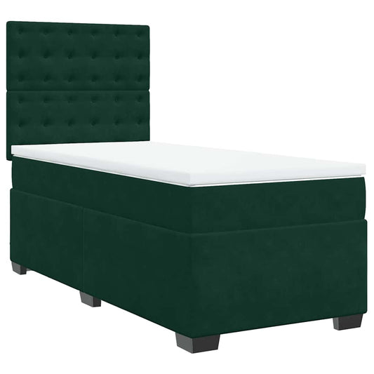 vidaXL Κρεβάτι Boxspring με Στρώμα Σκούρο Πράσινο 80x200 εκ. Βελούδινο