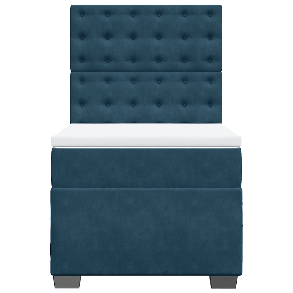 vidaXL Κρεβάτι Boxspring με Στρώμα Μπλε 80 x 200 εκ. Βελούδινο