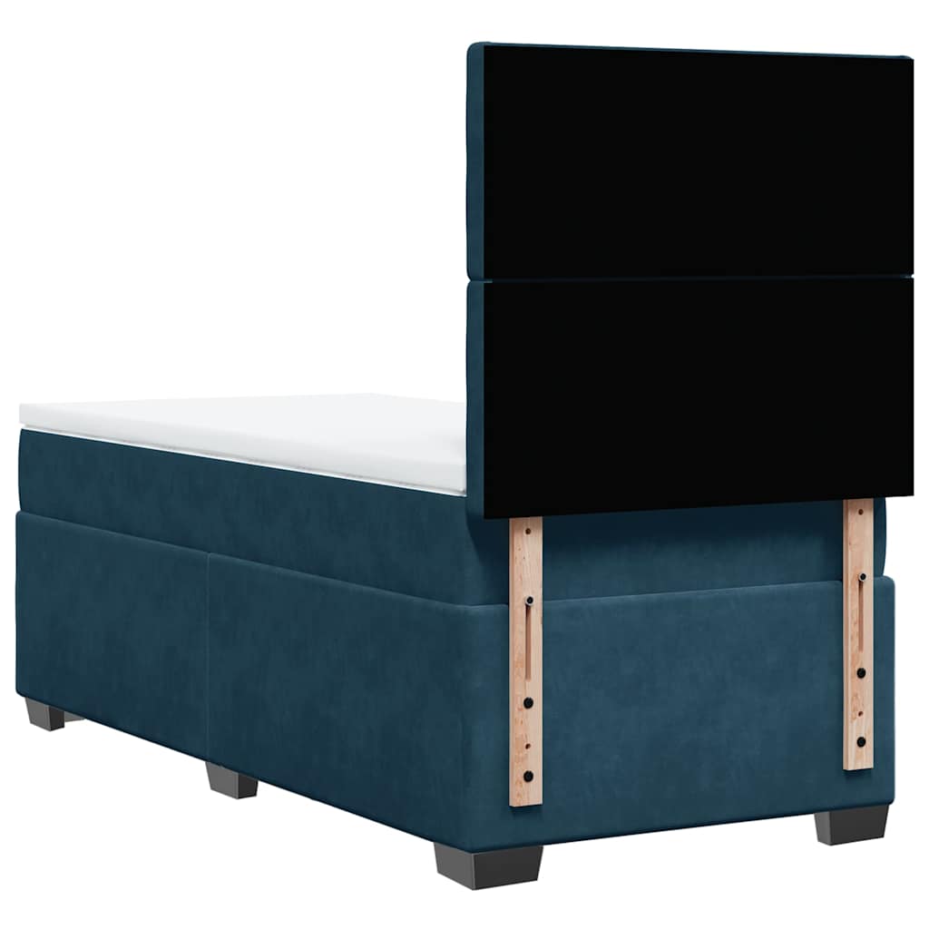 vidaXL Κρεβάτι Boxspring με Στρώμα Μπλε 80 x 200 εκ. Βελούδινο