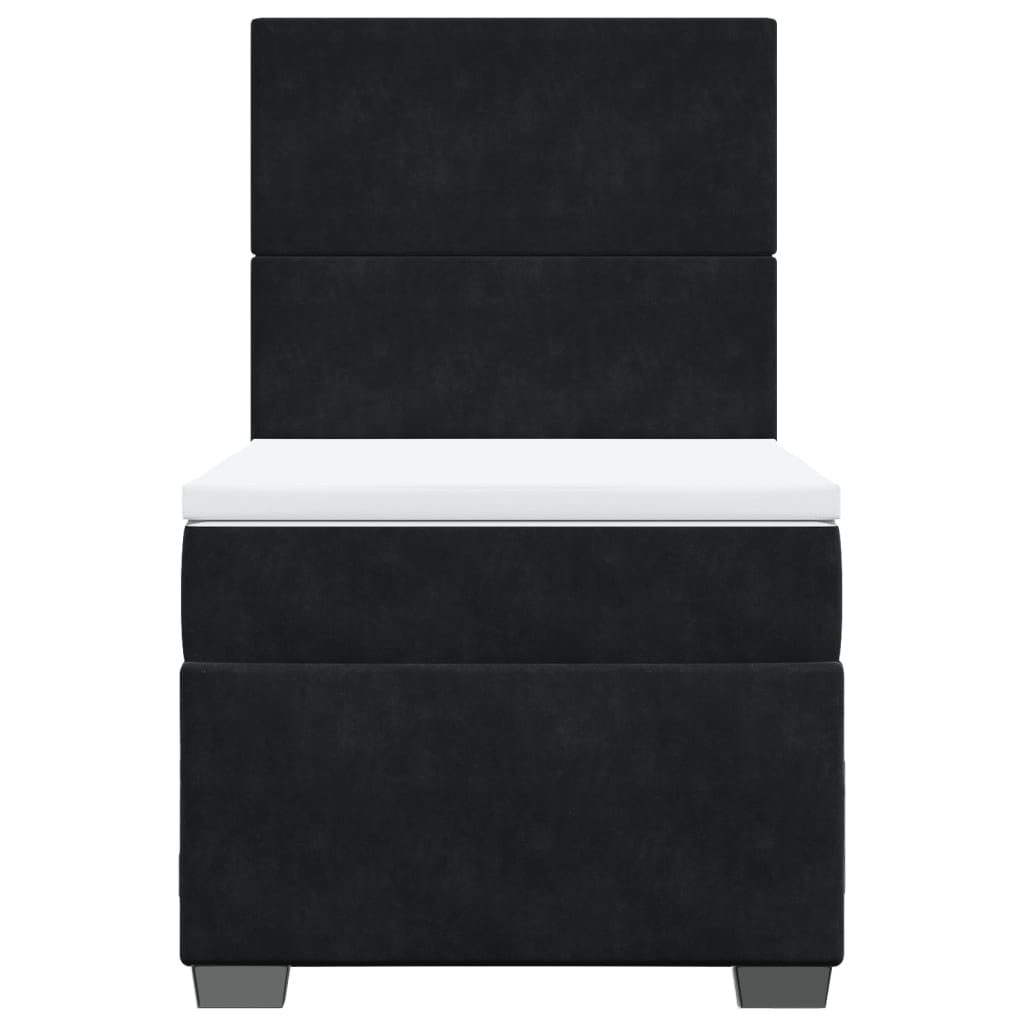 vidaXL Κρεβάτι Boxspring με Στρώμα Μαύρο 90x190 εκ. Βελούδινο