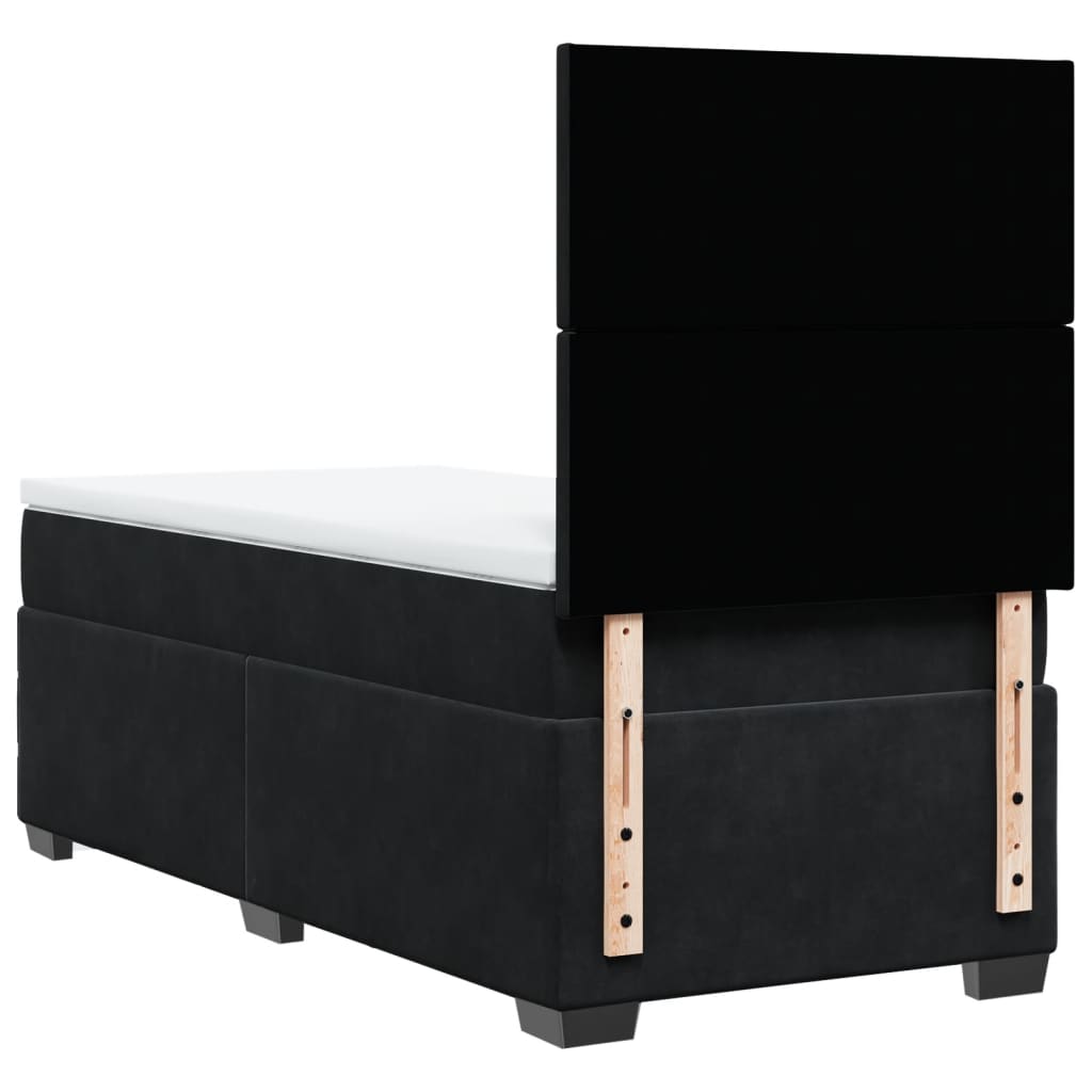 vidaXL Κρεβάτι Boxspring με Στρώμα Μαύρο 90x190 εκ. Βελούδινο