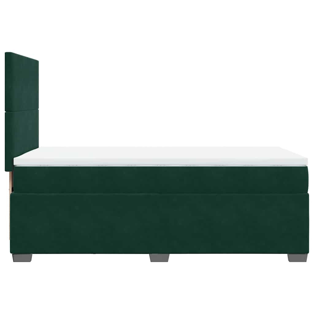vidaXL Κρεβάτι Boxspring με Στρώμα Σκούρο Πράσινο 90x190 εκ. Βελούδινο