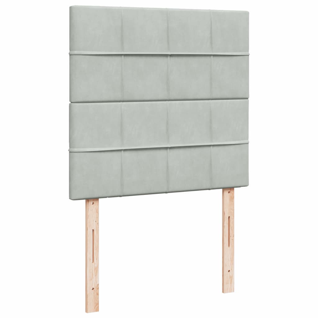 vidaXL Κρεβάτι Boxspring με Στρώμα Ανοιχτό Γκρι 90x190 εκ. Βελούδινο