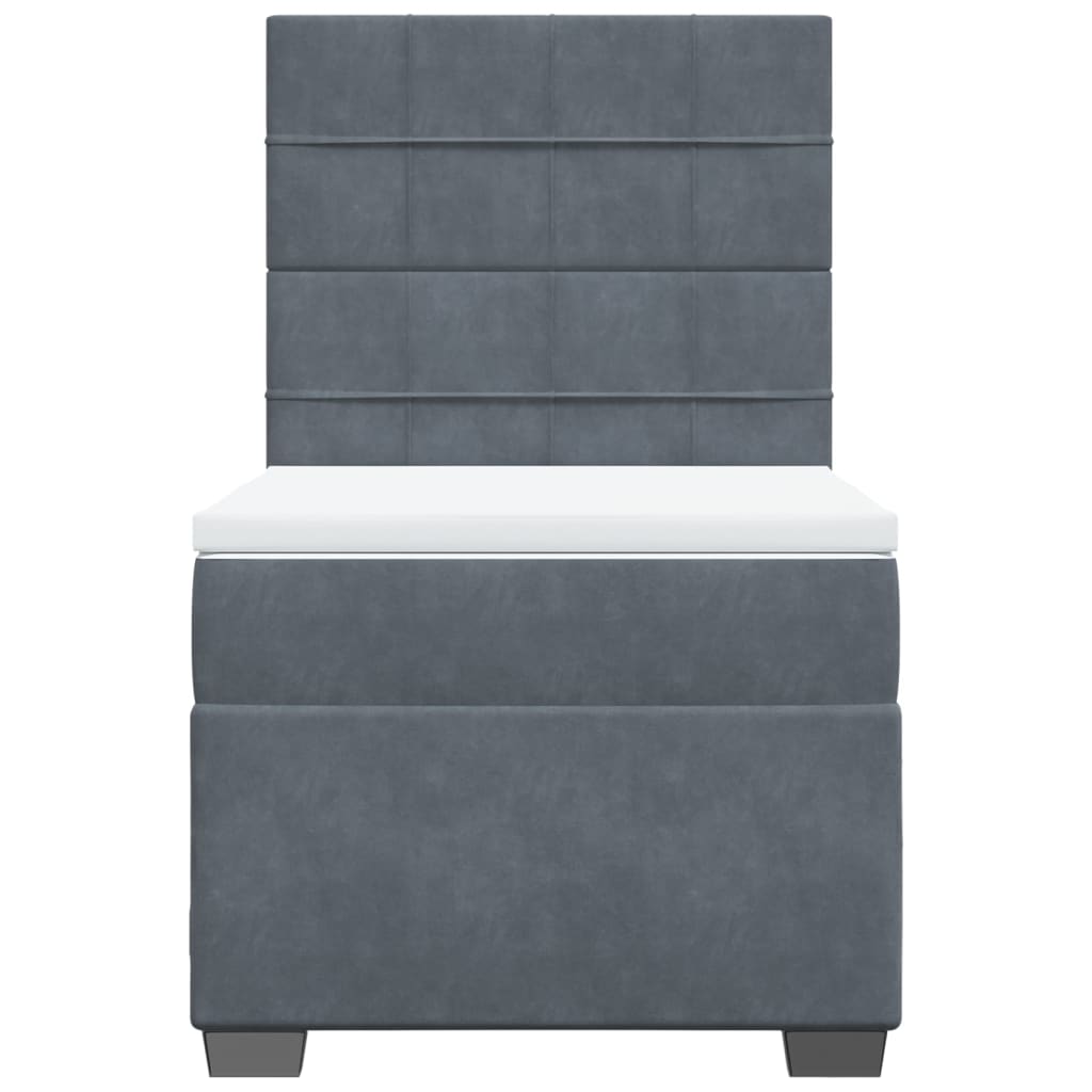 vidaXL Κρεβάτι Boxspring με Στρώμα Σκούρο Γκρι 90x190 εκ. Βελούδινο