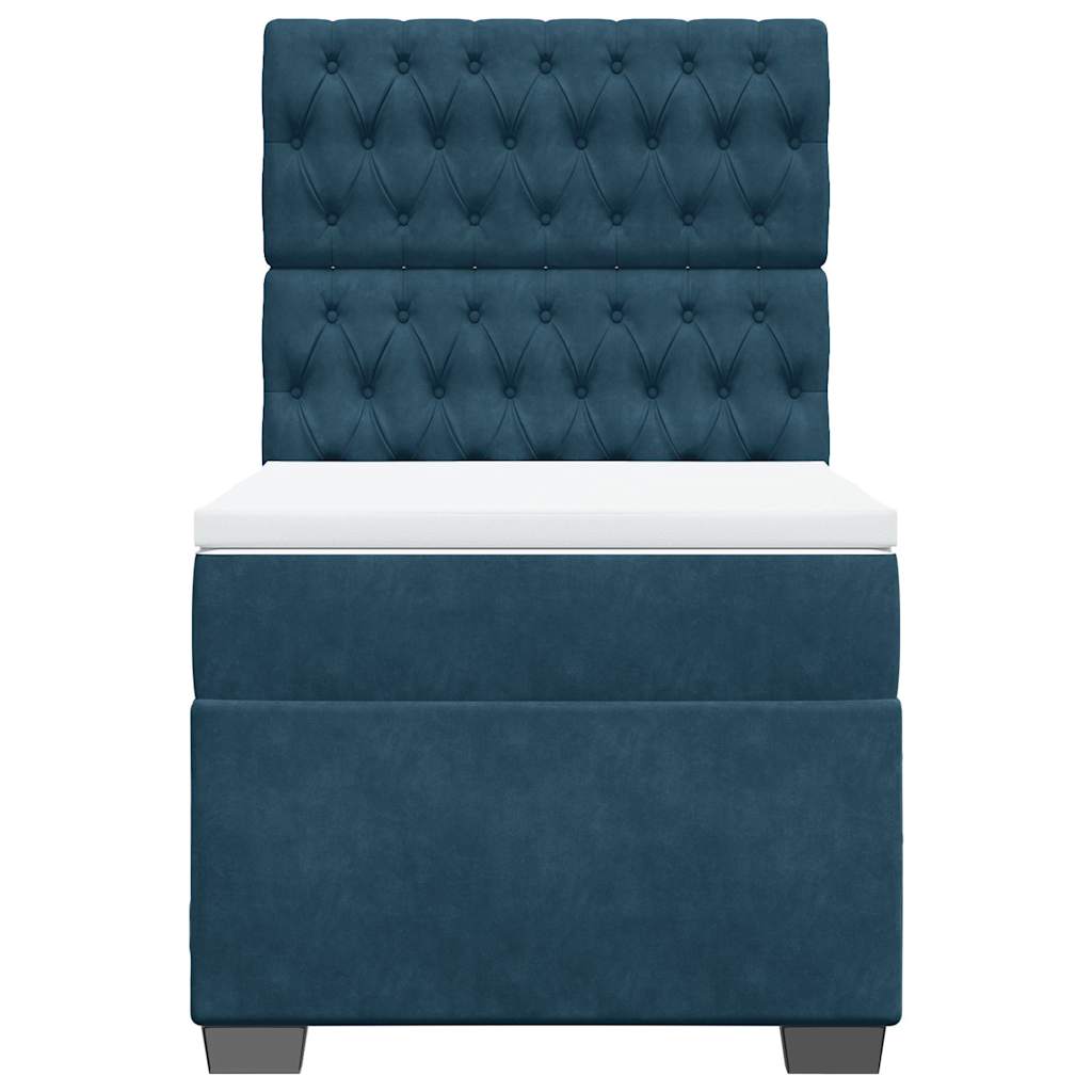 vidaXL Κρεβάτι Boxspring με Στρώμα Μπλε 90x190 εκ. Βελούδινο