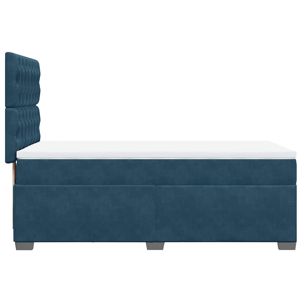 vidaXL Κρεβάτι Boxspring με Στρώμα Μπλε 90x190 εκ. Βελούδινο