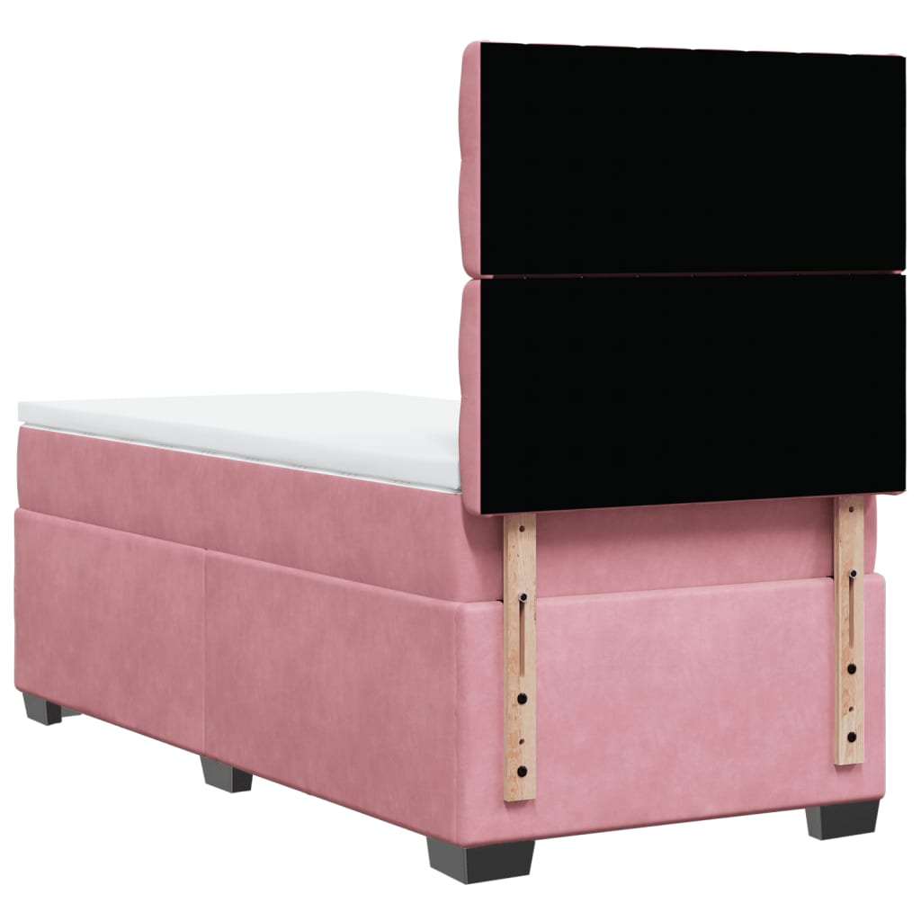 vidaXL Κρεβάτι Boxspring με Στρώμα Ροζ 90x190 εκ. Βελούδινο