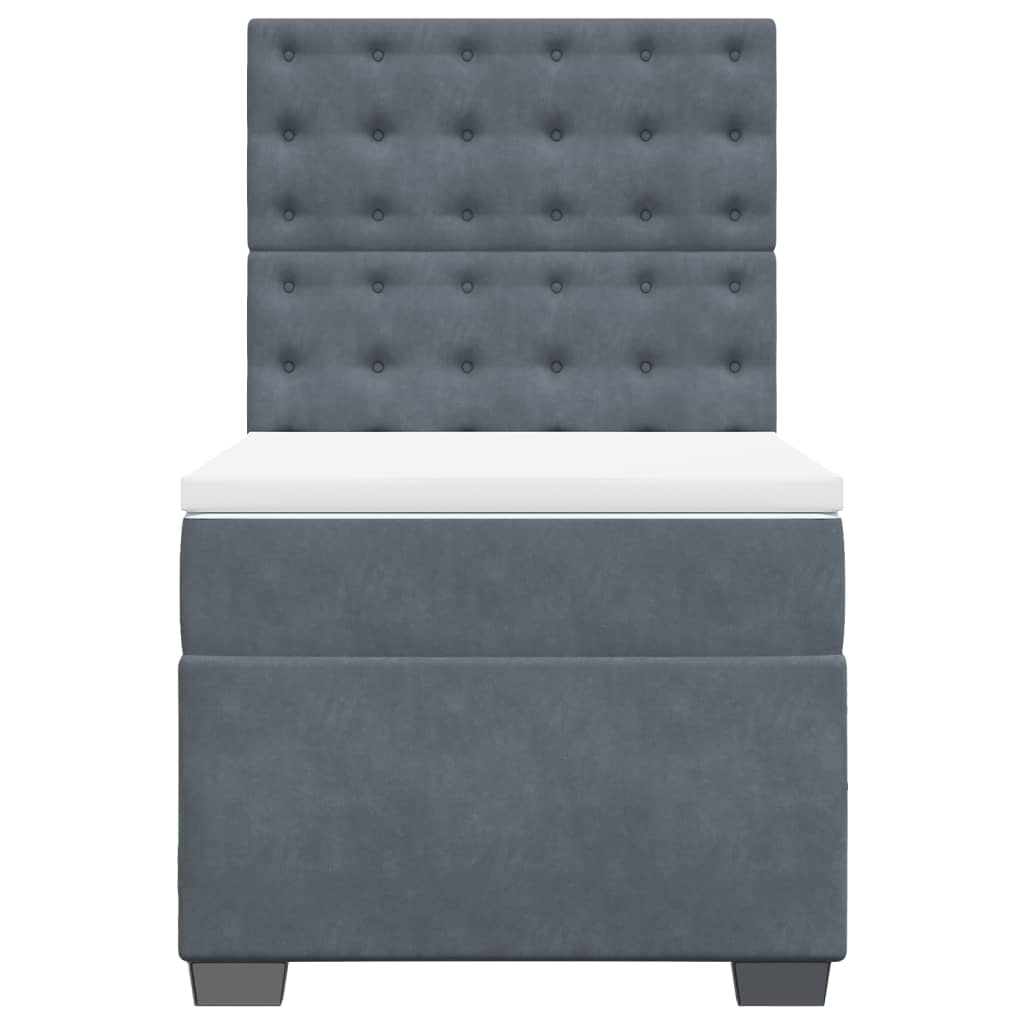 vidaXL Κρεβάτι Boxspring με Στρώμα Σκούρο Γκρι 90x190 εκ. Βελούδινο