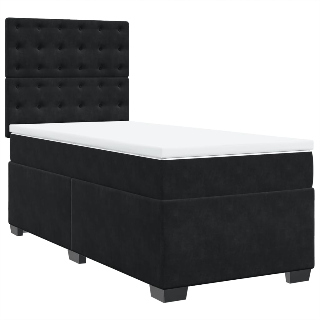 vidaXL Κρεβάτι Boxspring με Στρώμα Μαύρο 90x190 εκ. Βελούδινο