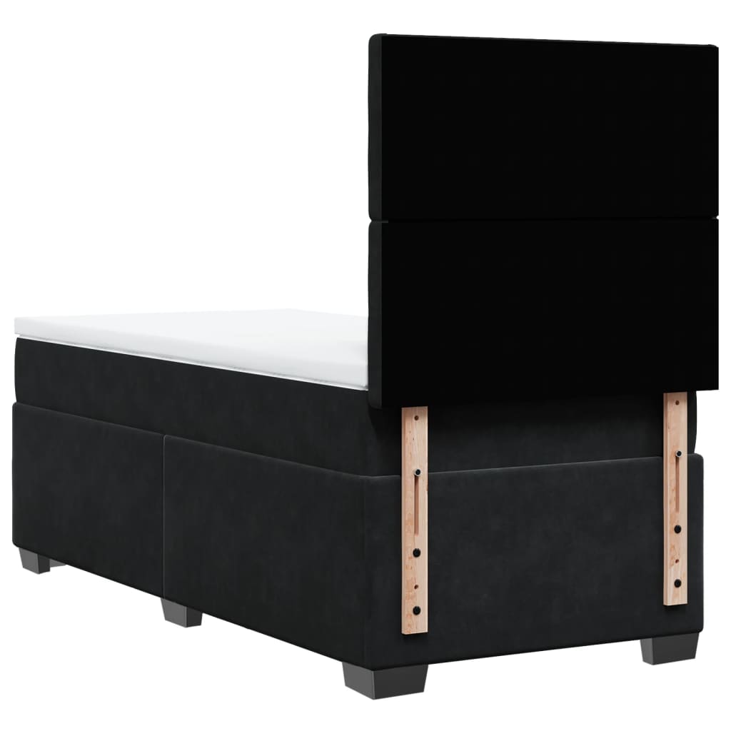 vidaXL Κρεβάτι Boxspring με Στρώμα Μαύρο 90x190 εκ. Βελούδινο
