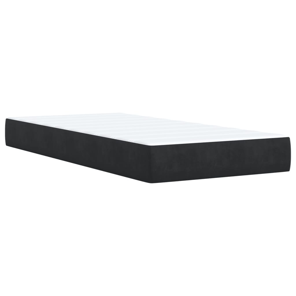 vidaXL Κρεβάτι Boxspring με Στρώμα Μαύρο 90x200 εκ. Βελούδινο