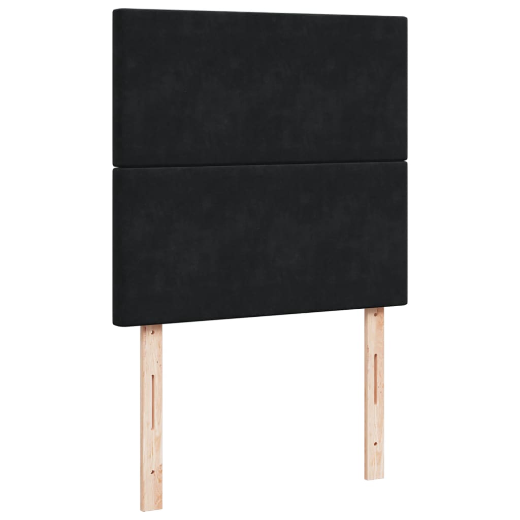 vidaXL Κρεβάτι Boxspring με Στρώμα Μαύρο 90x200 εκ. Βελούδινο
