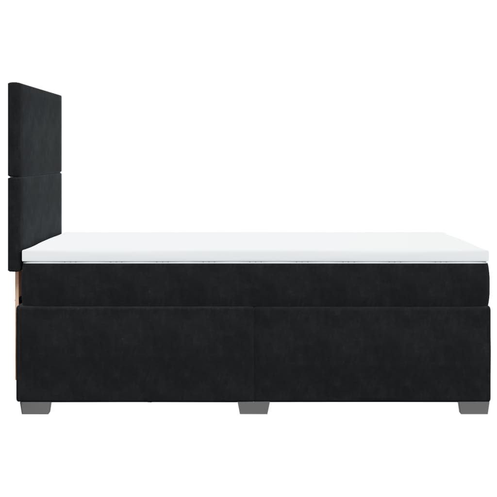 vidaXL Κρεβάτι Boxspring με Στρώμα Μαύρο 90x200 εκ. Βελούδινο