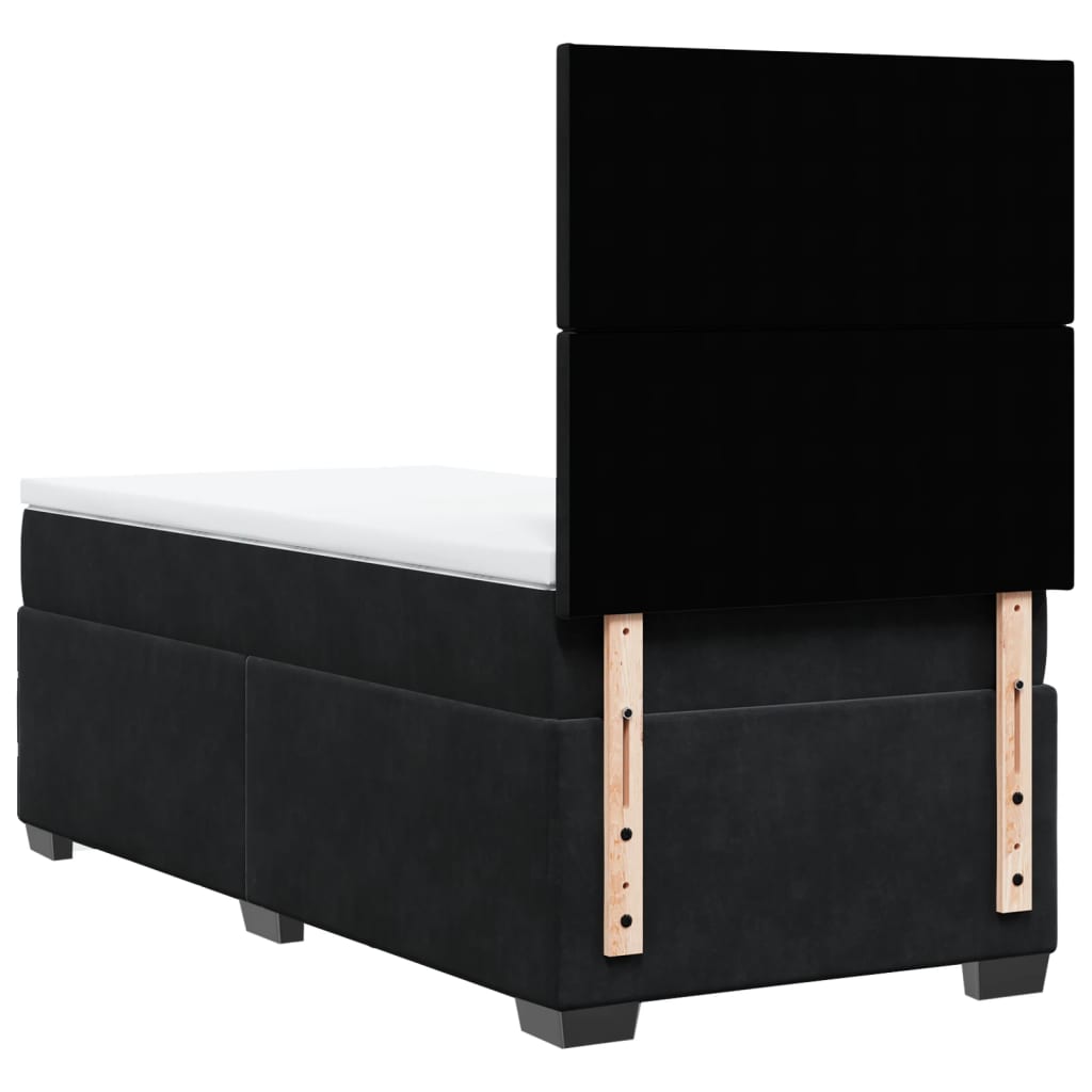vidaXL Κρεβάτι Boxspring με Στρώμα Μαύρο 90x200 εκ. Βελούδινο